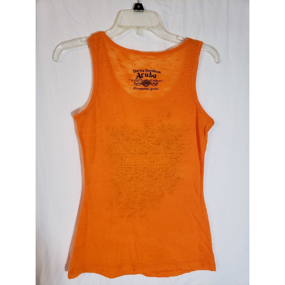Women's Harley Davidson Orange Aruba Tank Top Size S - Picture 2 of 3